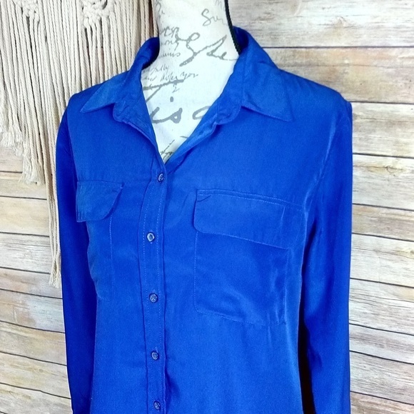 Revolve | Central Park West Cobalt Button Up Shirt - Picture 4 of 9